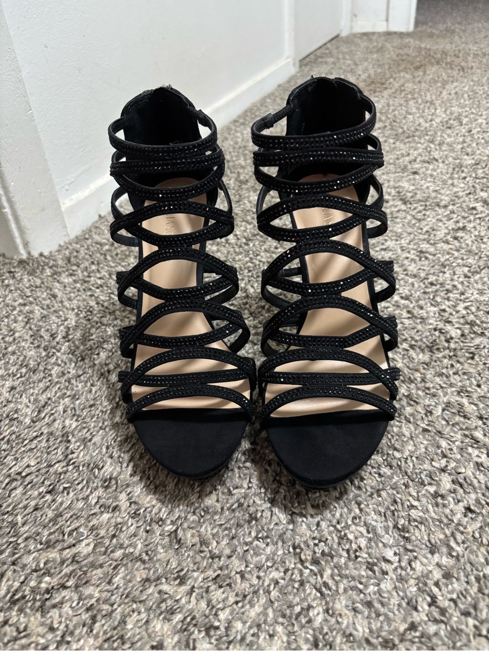 Black Strappy High Heel Sandals - Women